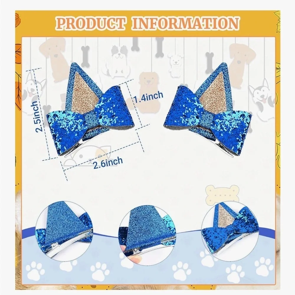 NEW Bluey and Bingo color themed Costume Set - ears + tail +bow ties + gloves